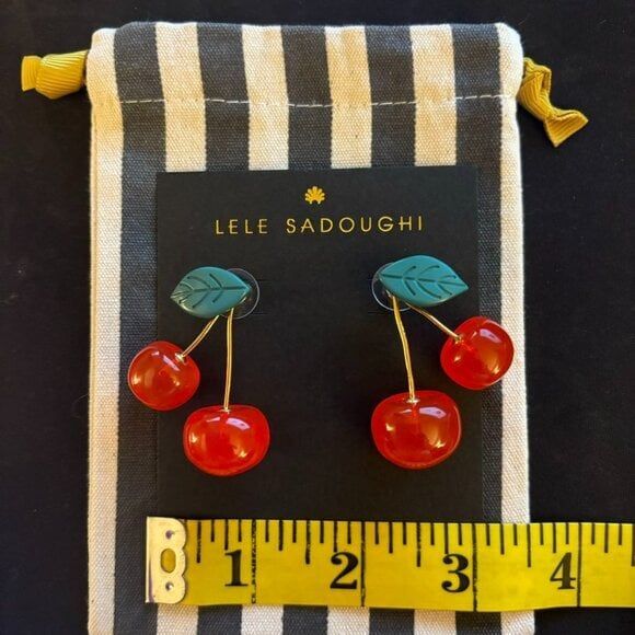 Brand New. $158 Lele Sadoughi Cherry Post Earring - Picture 6 of 7